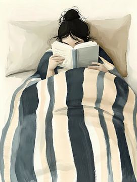 Lesendes Mädchen im Bett