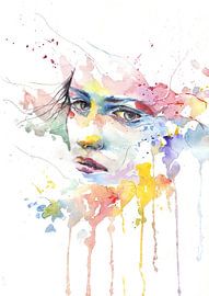 Face of a woman in watercolor by Atelier Liesjes