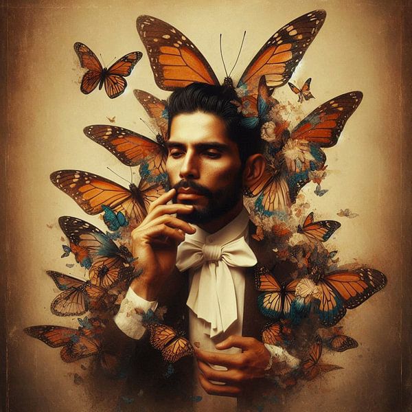 Homme avec papillons par Bernhard Karssies