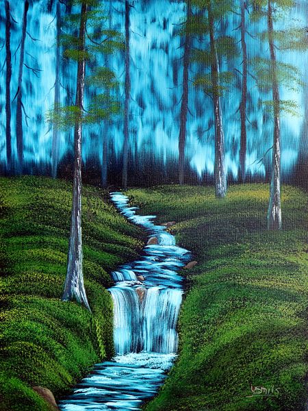 Chute d'eau dans la forêt par Yvonne Smits