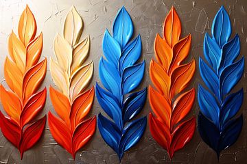 Abstracte gekleurde bladeren op neutrale achtergrond van Art & Soul Creations
