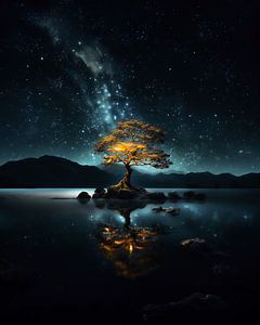 Baum mit Sternenhimmel