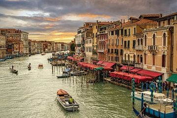 Sunset Rialto Bridge Venice