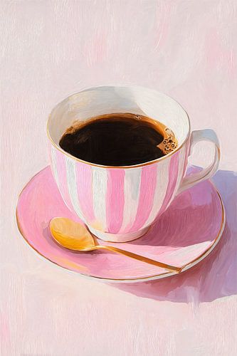 Coffee Time in Pink Stripes no. 4