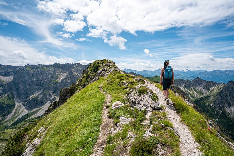 Uitzicht op de Entschenkopf en de Nebelhorn in de Allgäuer Alpen van Leo Schindzielorz