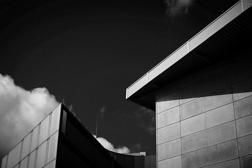 Modern architecture in contrast: clouds and concrete