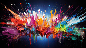 Lebendiges chromatisches Chaos: Abstrakte Farbspritzer-Kunst