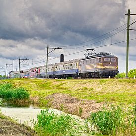 elektrische locomotief 1304 door het Noord-Hollands landschap van eric van der eijk