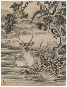 Kawanabe Kyōsai - Hirsche und Affen