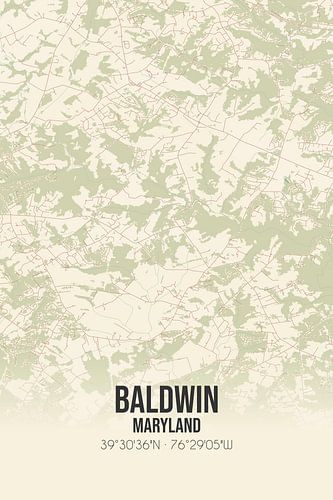 Alte Karte von Baldwin (Maryland), USA.
