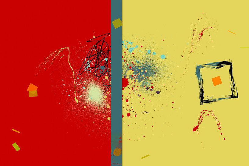 Abstrait rouge jaune par Marion Tenbergen