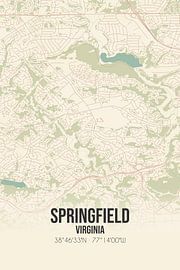 Vintage landkaart van Springfield (Virginia), USA. van Stad & Wand