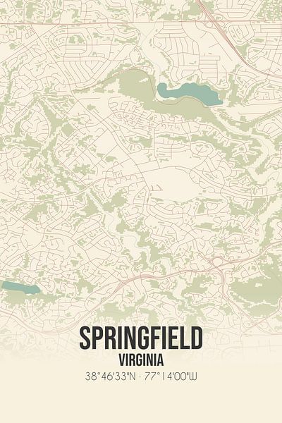 Carte ancienne de Springfield (Virginie), Etats-Unis. par Affiches de lieux