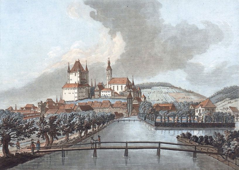 zicht op Thun vanaf Zuid, Jean François Janinet, 1762 - 1785 van Atelier Liesjes