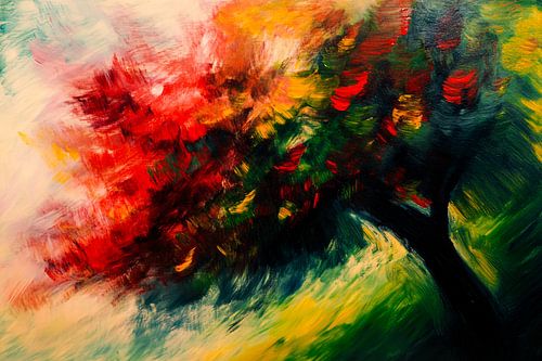 Kleurrijke abstracte boom schilderij