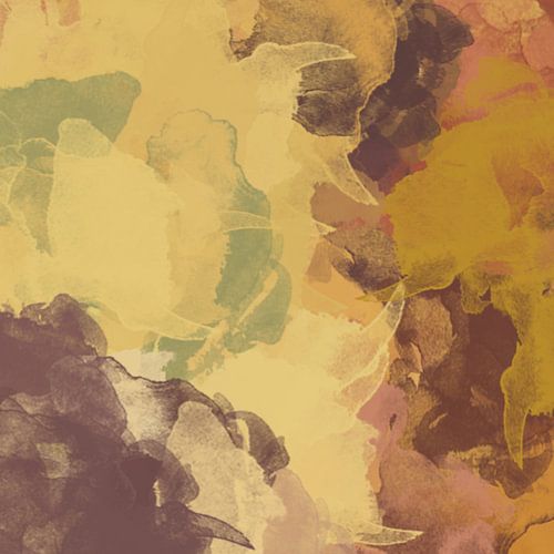 Moderne abstracte organische vormen in warme retro kleuren. Bloemblaadjes.