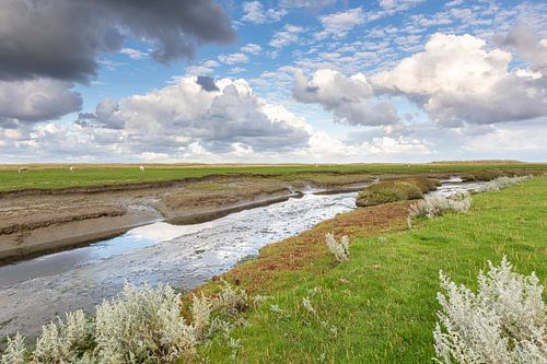 Wolken drijven over een slenk