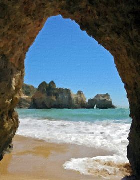 Schilderij van grotten in Portugal van Eye on You