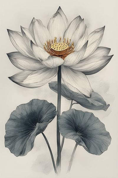 Monochrome lotus bloei van pungky setiawan