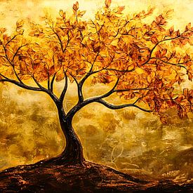 Golden tree with autumn leaves by Imperial Art House