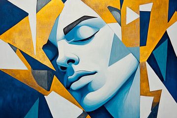 Blueschimmer - Géométrie du visage Rêves d'or - Gefrere sur Poster Art Shop