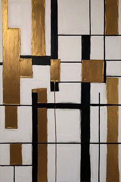 Abstract goud en zwart van De Muurdecoratie