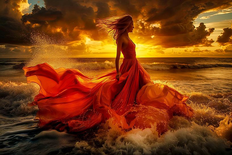 bride in the surf by Egon Zitter