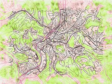 Kaart van Siegen in de stijl 'Soothing Spring' van Maporia