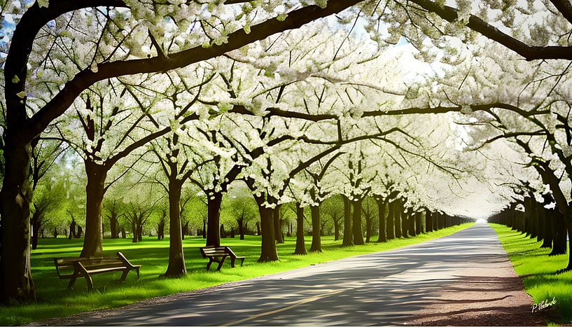 Blossom trees in the park by TrishaVDesigns