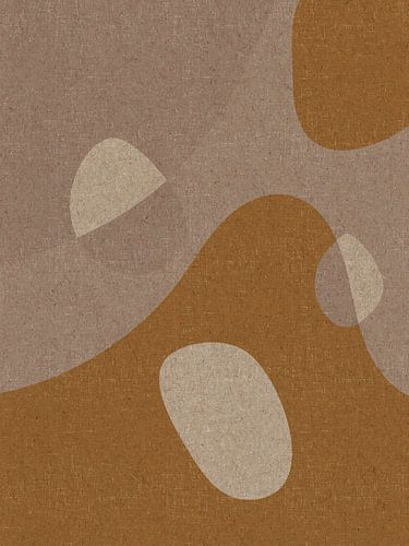 Moderne abstracte retro organische vormen kunst in aardetinten, beige, geel, bruin