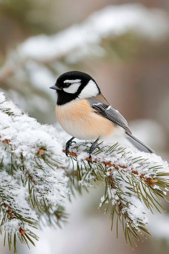Zwartkopmees in de winter