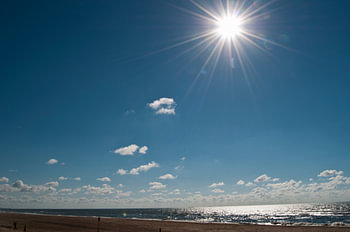 Blue beach horizon Noordwijk aan zee | Netherlands ocean photography | Nature travel photo print