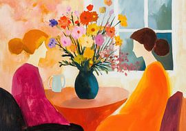 Flower vase and Women by Wonderful Art