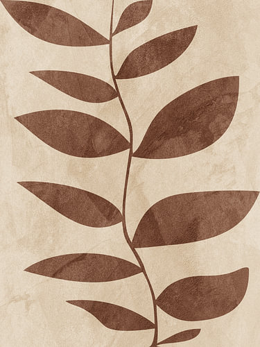 Contemporary tropical floral and botanical art in earth tones