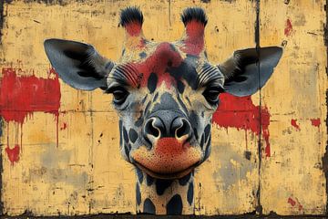 Afrikaanse Expressie – Giraffe in Urban Abstract van Eva Lee