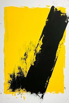 Black line on bright yellow by Poster Art Shop