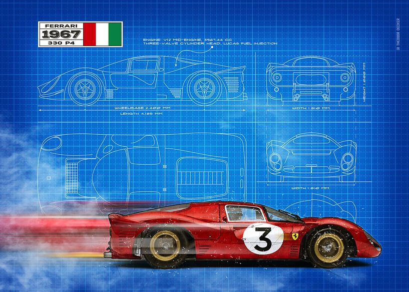 Plan de la Ferrari 330 par Theodor Decker