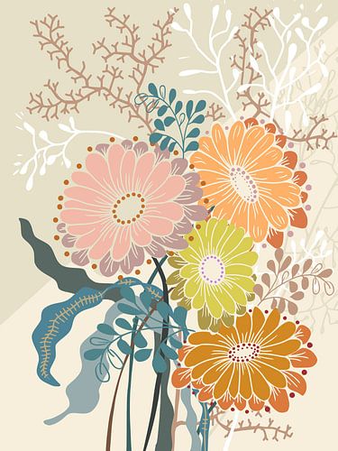 Frühlingsgänseblümchen in Erdtönen