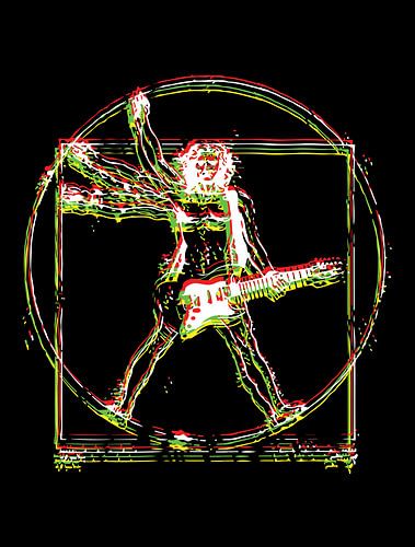 Vitruvian Rocker Gitaar Kunst Ontwerp