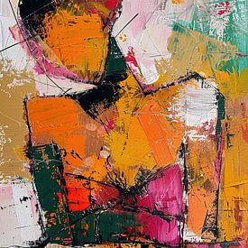 Abstrakte Frau in Orange von Blickfänger Gemälde
