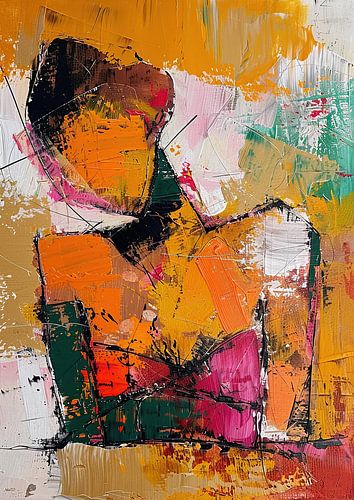 Abstract Woman in Orange by Eye catching paintings