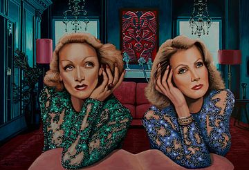 Marlene Dietrich en Greta Garbo Schilderij