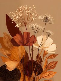 Boho botanical art in earth tones - abstract floral bouquet by But First Framing