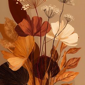 Boho botanische kunst in aardetinten – abstract bloemenboeket van But First Framing