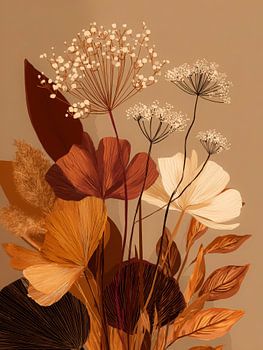 Boho botanische kunst in aardetinten – abstract bloemenboeket