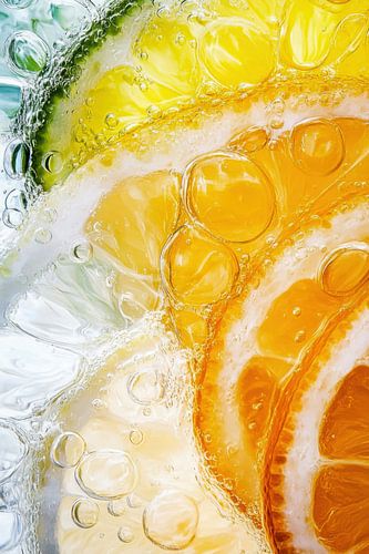 Colorful Citrus Slices in Sparkling Water