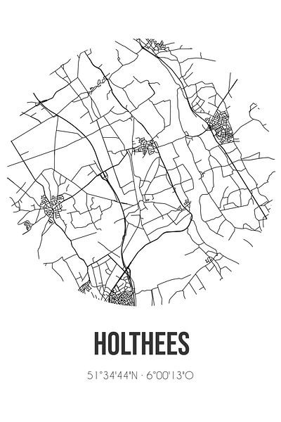 Holthees (North Brabant) | Map | Black and White by Prints of Place