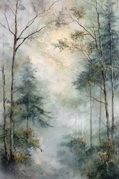 Mistig Woud - Groene Nevel Natuurkunst van BowiScapes - Fine Art Landschappen