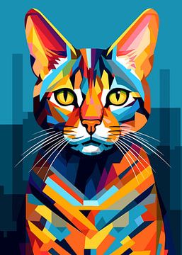 Chat Animal WPAP Pop Art Color Style sur Qreative