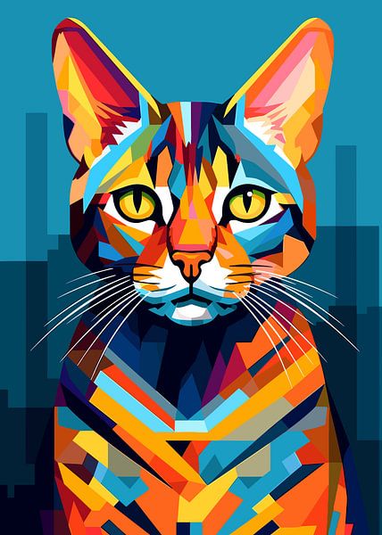 Cat Animal WPAP Pop Art Color Style by Mason Scott
